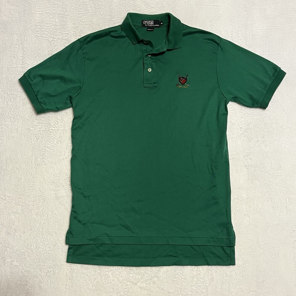 Polo Golf Ralph Lauren Polo Shirt Mens Size M Green Golf Club Crest Logo Casual